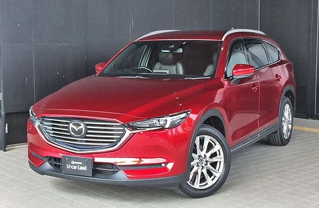 CX-8 安心のワンオーナーで３列６人乗り、ブラウンレザーシート仕様の４ＷＤ車！人気のソウルレッドクリスタル、電動シート・電動リヤゲート・ナビ・３６０モニター・ＥＴＣ・１９アルミ★